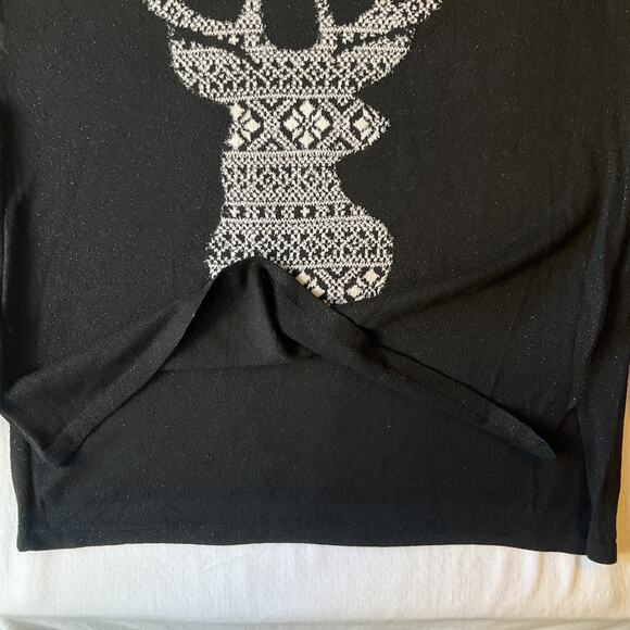 Style & Co. Women Sweatshirt M Black Geometric Deer Head Metallic Graphic Print - Picture 7 of 8